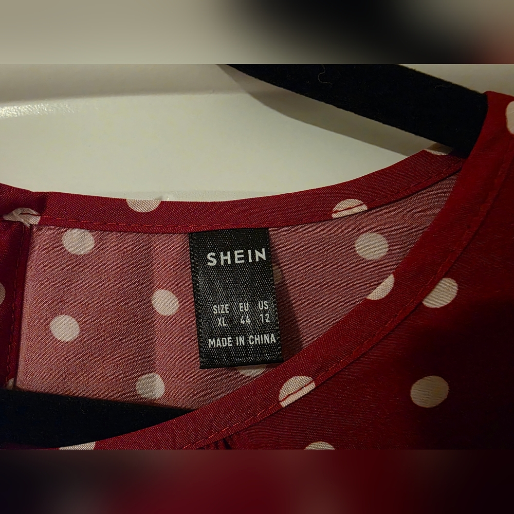 SHEIN Red Polka Dot A-line Dress Size 12 - Picture 6 of 6